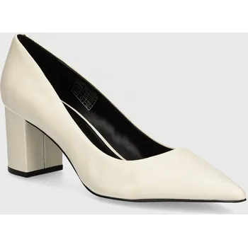 Dámské lodičky Kožené lodičky HUGO Devany béžová barva, na podpatku, 50524828 50524828.102 01X, EUR 36