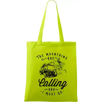 The Mountains Are Calling obytňák - Taška bavlněná - 42 x 38 cm ( Limetková )
