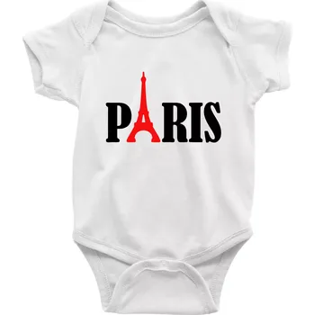 Kojenecké oblečení Paris nápis Eiffelova věž - Body kojenecké s krátkým rukávem - Krátký r. do 3 měs ( Bílá )