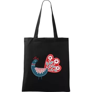 Folklor - páv modrý - Taška bavlněná - 42 x 38 cm ( Černá )