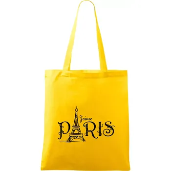 Paris nápis Eiffelovka rovný - Taška bavlněná - 42 x 38 cm ( Žlutá )