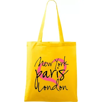 I love NYC Paris London - Taška bavlněná - 42 x 38 cm ( Žlutá )