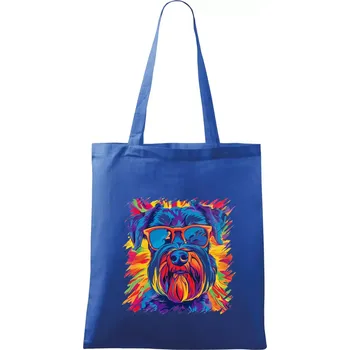 Nákupní taška Knírač barevný styl 70s - Taška bavlněná - 42 x 38 cm ( Královská modrá )