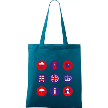 Anglie symboly v kruzích - Taška bavlněná - 42 x 38 cm ( Petrolejová )