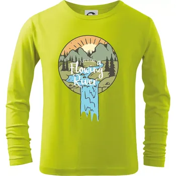 Chlapecké tričko Life is like a Flowing river - Triko dětské Long Sleeve - 134 cm/8 let ( Limetková )