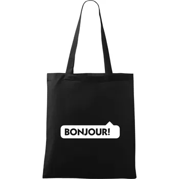 Nákupní taška Nápis Bonjour - Taška bavlněná - 42 x 38 cm ( Černá )