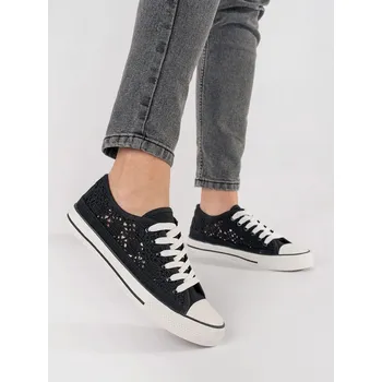 Dámské tenisky Exkluzívní černé tenisky dámské bez podpatku 40