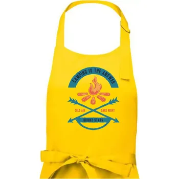 Kuchyňská zástěra Camping oheň - Dámská zástěra na vaření - Univerzální velikost ( Žlutá )
