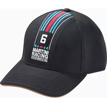 Kšiltovka PORSCHE Cap MARTINI RACING® Čepice kšiltovka uni černá s červenomodrými doplňky (Unisex kšiltovka baseball s výšivkou MARTINI RACING®)
