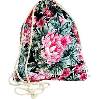 Městský batoh Batoh na cvičky - černá kytka