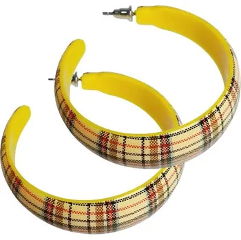 Náušnice Náušnice kruhy plast - kostky - žlutá