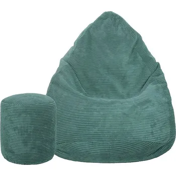 Sedací pytel TopKing Sedací vak + podnožník XL manšestr Lincoln, tyrkysový, 125 cm