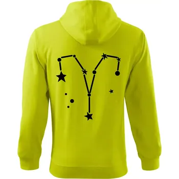 Pánská móda Souhvězdí - Aries - Beran - Mikina s kapucí na zip trendy zipper - S ( Limetková )