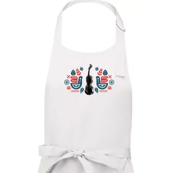 Kuchyňská zástěra Folklór housle - Pánská zástěra na vaření - Univerzální velikost ( Bílá )