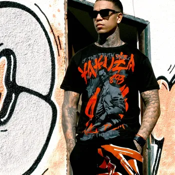 Pánská móda Pánské triko Yakuza Dantai Regular 25028 black velikost: 4XL