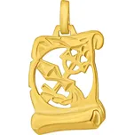 Zlatý přívěsek znamení zvěrokruhu Vodnář - pergamen SILVEGOB102630GY02