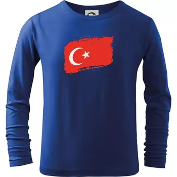 Chlapecké tričko Turecko vlajka - Triko dětské Long Sleeve - 122 cm/6 let ( Královská modrá )