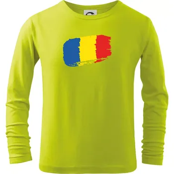 Dětská móda Rumunsko vlajka - Triko dětské Long Sleeve - 122 cm/6 let ( Limetková )
