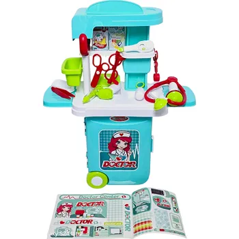 Hra na obchod Dětský kufřík bílomodrý s povoláním - lékař/ka