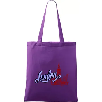 Nákupní taška London Lettering - Taška bavlněná - 42 x 38 cm ( Fialová )