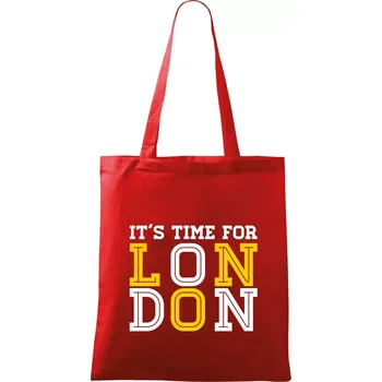Nákupní taška Its time for LONDON - Taška bavlněná - 42 x 38 cm ( Červená )