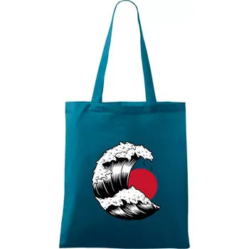 Japan culture - vlna - Taška bavlněná - 42 x 38 cm ( Petrolejová )