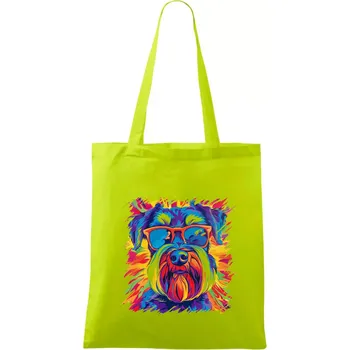 Knírač barevný styl 70s - Taška bavlněná - 42 x 38 cm ( Limetková )