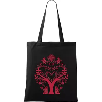 Nákupní taška Folklor - strom - Taška bavlněná - 42 x 38 cm ( Černá )