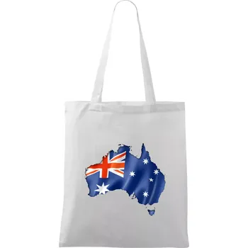 Nákupní taška Austrálie - vlajka vlající mapa - Taška bavlněná - 42 x 38 cm ( Bílá )