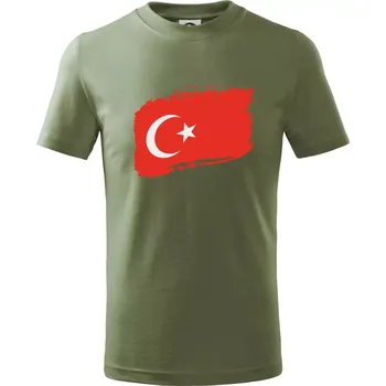 Turecko vlajka - Tričko dětské bavlněné - 134 cm/8 let ( Khaki )