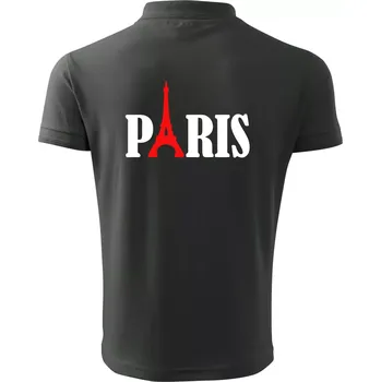 Pánská košile Paris nápis Eiffelova věž - Polokošile pánská Pique Polo 203 - 5XL ( Tm. břidlice (šedozelená) )