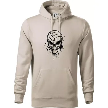 Pánská mikina Volejbal lebka splash - Mikina pánská Cape s kapucí - M ( Ledově šedá )