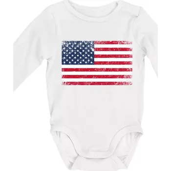 Kojenecký body USA vlajka - Body kojenecké s dlouhým rukávem - Dlouhý r. do 3 měs ( Bílá )