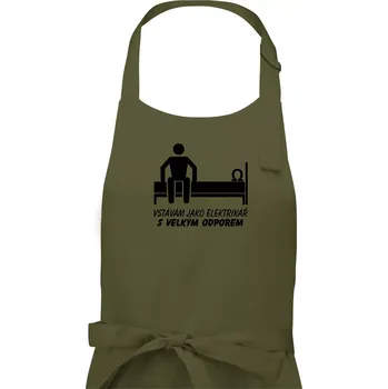 Kuchyňská zástěra Vstávám jako elektrikář s velkým odporem - Pánská zástěra na vaření - Univerzální velikost ( Khaki )