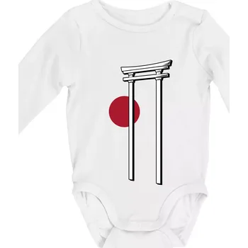 Japan culture - architektura - Body kojenecké s dlouhým rukávem - Dlouhý r. do 3 měs ( Bílá )