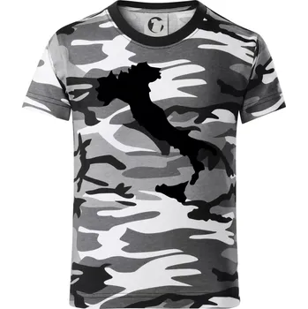 Chlapecké tričko Itálie obrys - Dětské maskáčové triko - 146 cm/10 let ( Šedý maskáč )