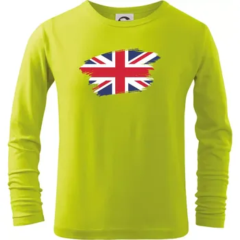 Chlapecké tričko Britská vlajka roztrhaná - Triko dětské Long Sleeve - 122 cm/6 let ( Limetková )