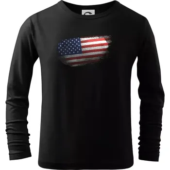 Chlapecké tričko Americká vlajka okousaná - Triko dětské Long Sleeve - 122 cm/6 let ( Černá )