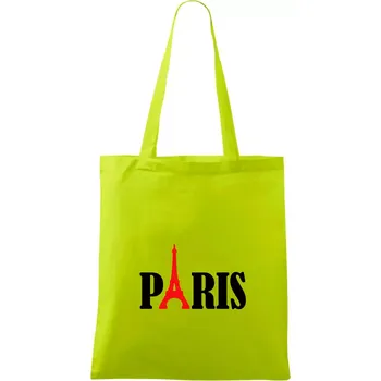 Paris nápis Eiffelova věž - Taška bavlněná - 42 x 38 cm ( Limetková )