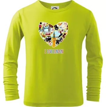 Dětská móda London turistic - Triko dětské Long Sleeve - 104-110cm / 3-4 roky ( Limetková )