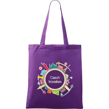 Czech Travelers barevný - Taška bavlněná - 42 x 38 cm ( Fialová )