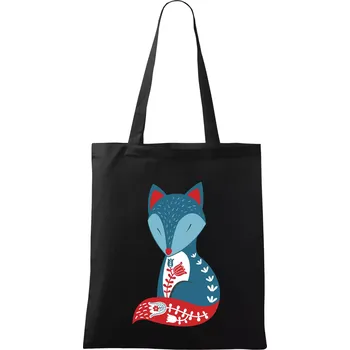 Nákupní taška Folklor - liška samostatná - Taška bavlněná - 42 x 38 cm ( Černá )