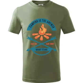 Chlapecké oblečení Camping oheň - Tričko dětské bavlněné - 146 cm/10 let ( Khaki )