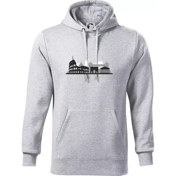 Pánská mikina Řím silueta památky - Mikina pánská Cape s kapucí - L ( Světlešedý Melír )