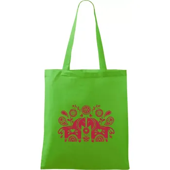 Nákupní taška Folklor - dva koně - Taška bavlněná - 42 x 38 cm ( Apple Green )