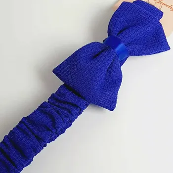 Látková čelenka zdobená mašlí - modrá