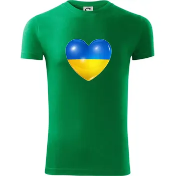 Ukrajina srdce vlajka - Viper FIT - Pánské zůžené tričko - M ( Středně zelená )
