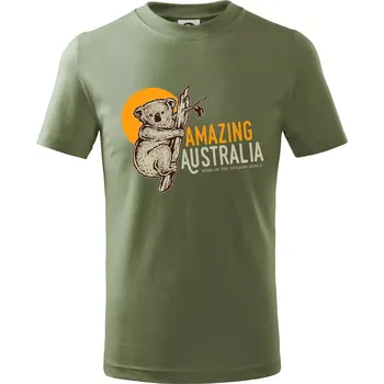 Amazing Australia koala - Tričko dětské bavlněné - 104-110cm / 3-4 roky ( Khaki )