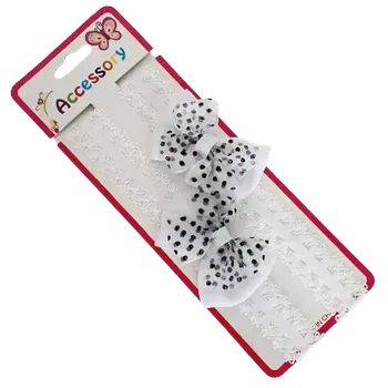 Látková čelenka pro miminka - mašle s puntíkem bílá