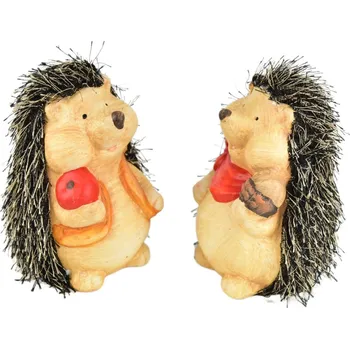 Ježci s jablíčkem a s oříškem keramický 2 ks set, 13 cm